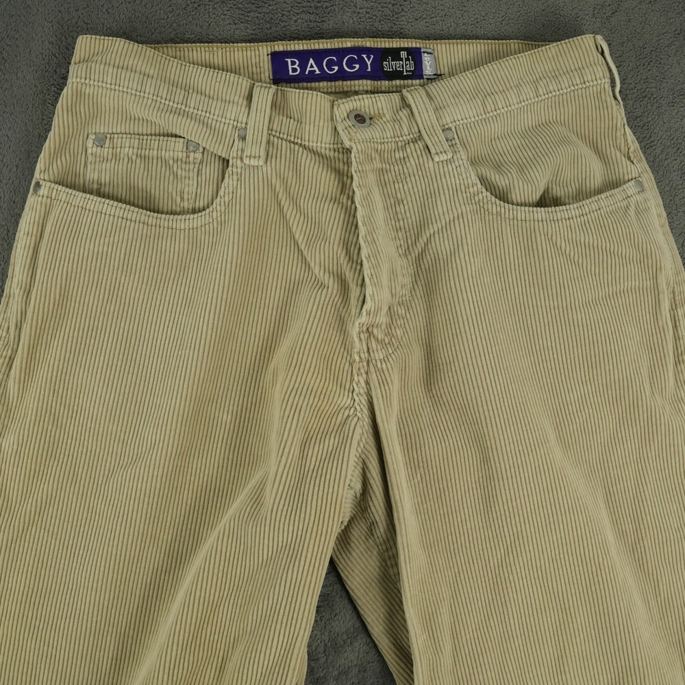 Levi's SilverTab Baggy Pants Mens 33x32 Tan‎ Corduroy Vintage 90s Made in USA